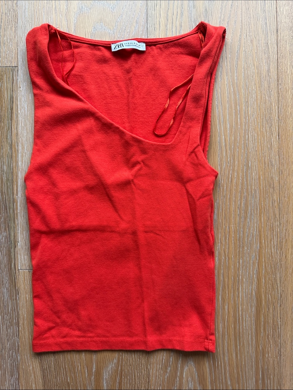 ZARA Orange Scoop Neck Knit Tank
